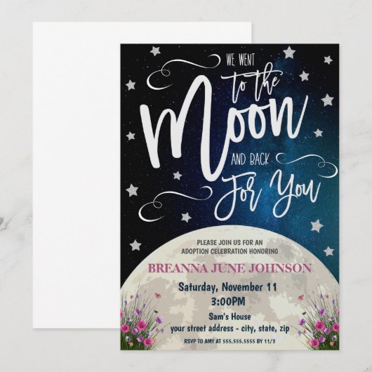 Invitation à la célébration de l'adoption (Devant / Derrière)