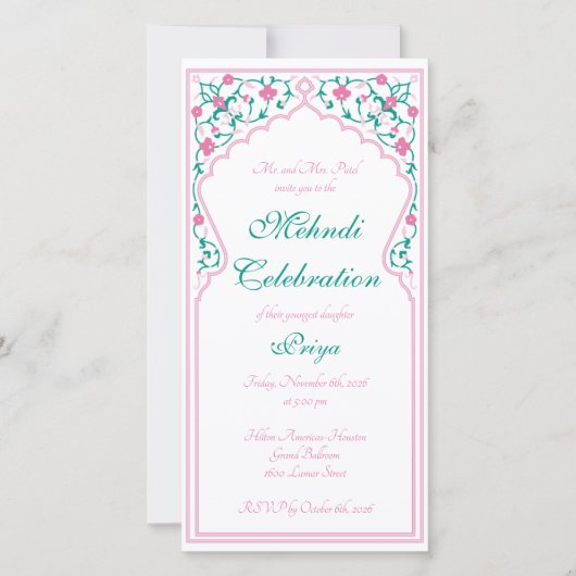Invitation à la célébration de Mehndi (Devant)