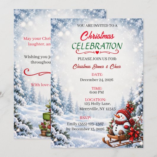 Invitation à la célébration de Noël (Devant / Derrière)