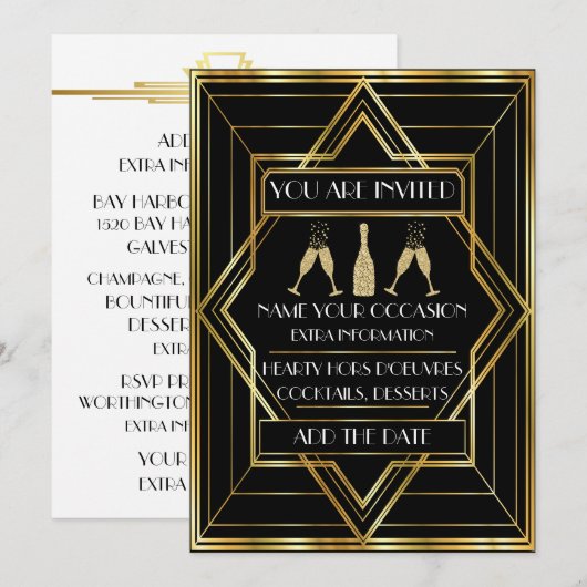 Invitation à la célébration du Champagne Deco (Devant / Derrière)