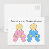 Invitation à la cérémonie de baptême Twins Baby. (Devant / Derrière)