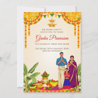 Invitation à la cérémonie de Gruhapravesh et invit