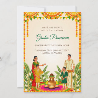 Invitation à la cérémonie de Gruhapravesham de Dig
