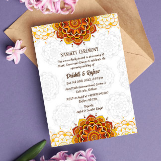 Invitation à la cérémonie de la sangeet avant-Mari