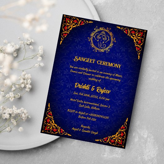 Invitation à la cérémonie de la sangeet avant-Mari