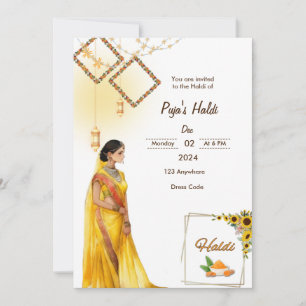 Invitation à la cérémonie d'haldi