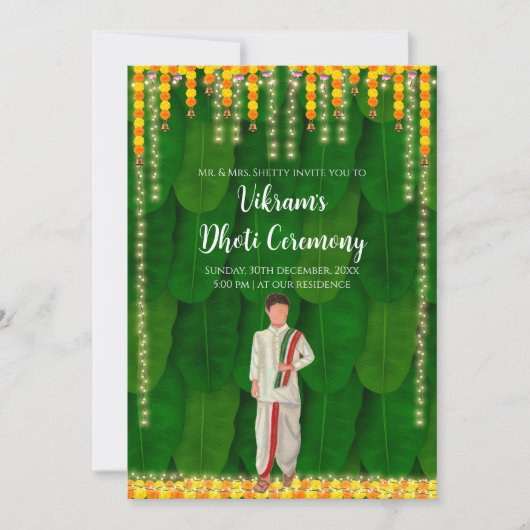 Invitation à la cérémonie du Dhoti (Devant)