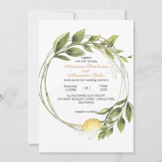 Invitation à la cérémonie du mariage. (Devant)