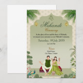 Invitation à la cérémonie du Mehndi vert (Devant / Derrière)