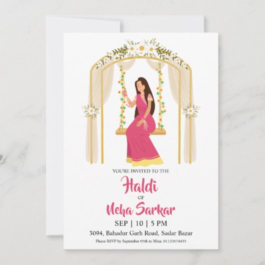 invitation à la cérémonie haldi (Devant)