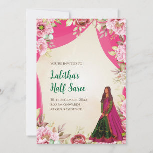 Invitation à la cérémonie Half Saree sous forme de