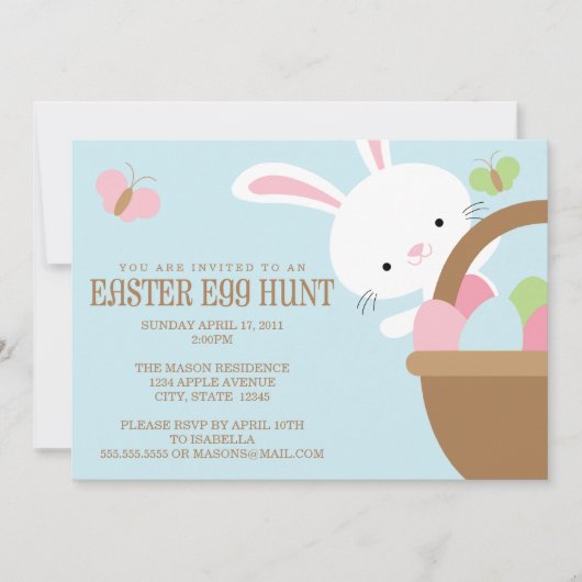 Invitation à la chasse aux oeufs de Pâques (Devant)