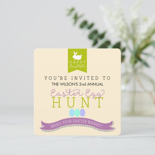 Invitation à la chasse aux oeufs de Pâques (Debout devant)