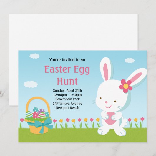 Invitation à la chasse aux oeufs de Pâques (Devant / Derrière)