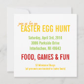 Invitation à la chasse aux oeufs de Pâques (Dos)