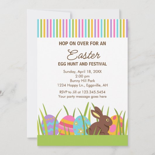 Invitation à la chasse aux œufs de Pâques (Devant)