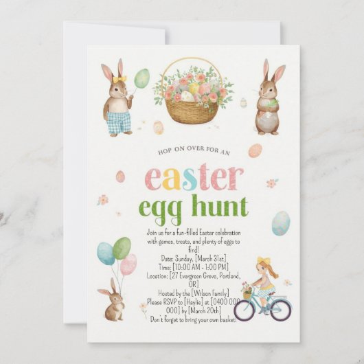 Invitation à la chasse aux œufs de Pâques - Aquare (Devant)