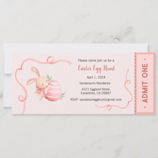 Invitation à la chasse aux oeufs de Pâques, fête d (Devant)