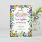 Invitation à la chasse aux oeufs de Pâques. Fleurs (Debout devant)
