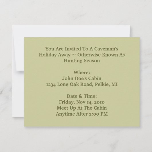 Invitation à la chasse de Cavemen Caveman (Dos)