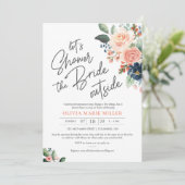 Invitation à la chasse nuptiale Peach Blush et Nav (Debout devant)