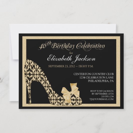Invitation à la chaussure Damask pour le 40e anniv (Devant)