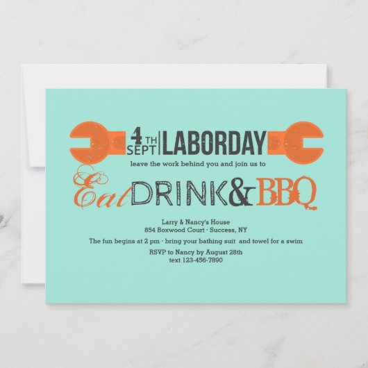 Invitation à la clé du jour du travail (Devant)