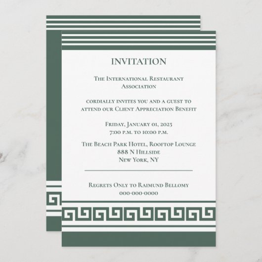 Invitation à la clé grecque (Devant / Derrière)