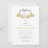 Invitation à la colombe et au baptême croisé {Twin (Devant)