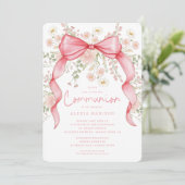 Invitation à la communion fleur sauvage Pink Bow (Debout devant)