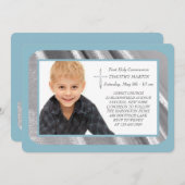 Invitation à la communion photo Silver Shimmer (Devant / Derrière)