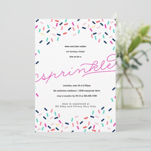 INVITATION À LA CONFETTI BÉBÉ SPRINKLE (Debout devant)