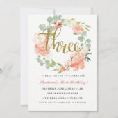 Invitation à la couronne d'or rose 3e anniversaire (Devant)