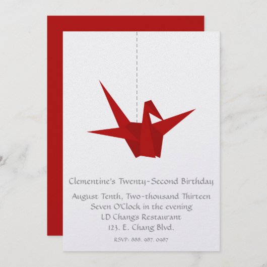 INVITATION À LA CRANE DE PAPIER (Devant / Derrière)