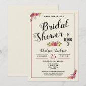 Invitation à la crème de Fêtes des mariées florale (Devant / Derrière)