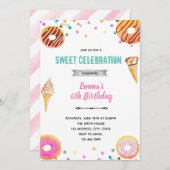 Invitation à la crème glacée Donut (Devant / Derrière)