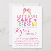 Invitation à la crème glacée et au gâteau (Devant)