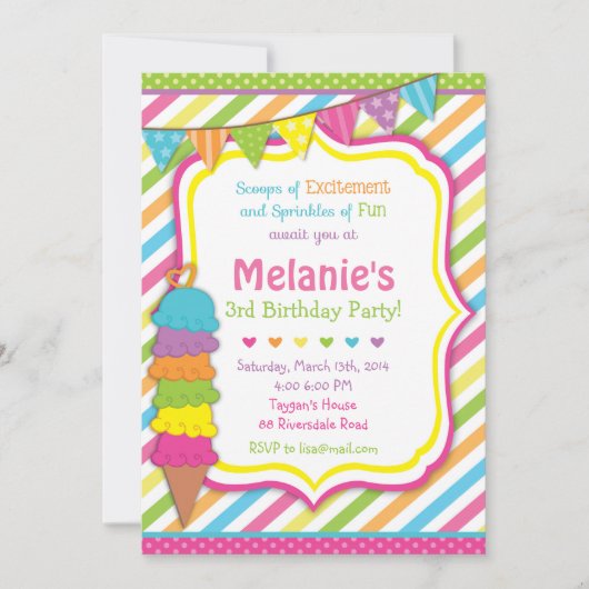 invitation à la crème glacée / invitation à la crè (Devant)