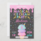 Invitation à la crème glacée Unicorn Ice Cream Par (Devant)