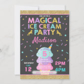 Invitation à la crème glacée Unicorn Ice Cream Par (Devant)