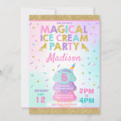 Invitation à la crème glacée Unicorn Ice Cream Par (Devant)