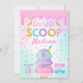Invitation à la crème glacée Unicorn Ice Cream Par (Devant)
