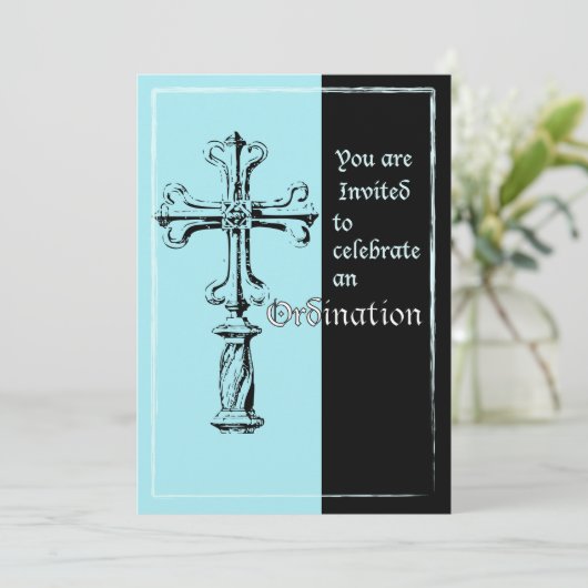 Invitation à la Croix d'Ordination sur Bleu et Noi (Debout devant)