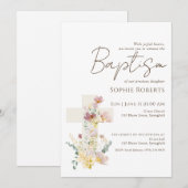 Invitation à la croix florale pour fille (Devant / Derrière)