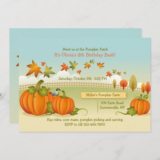 Invitation à la cueillette des Citrouilles d'autom (Devant / Derrière)