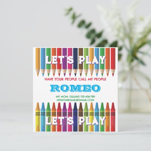 Invitation à la date de lecture Crayon (Debout devant)