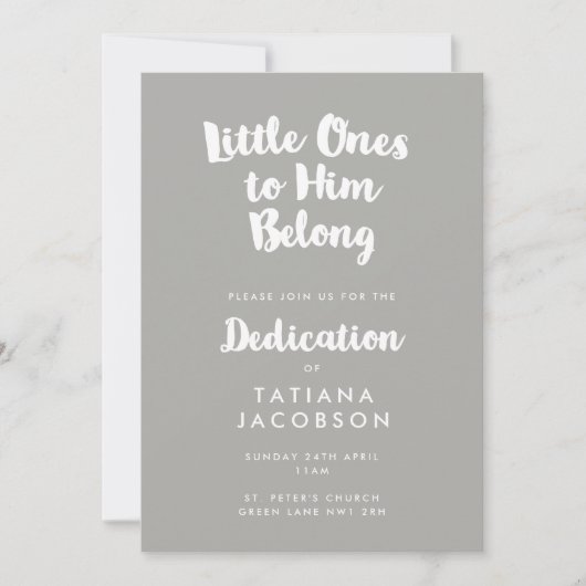 Invitation à la dédicace chrétienne grise moderne (Devant)