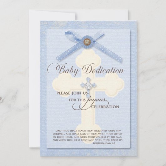 Invitation à la dédicace pour bébé - Bleu avec cro (Devant)