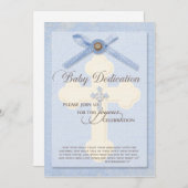 Invitation à la dédicace pour bébé - Bleu avec cro (Devant / Derrière)