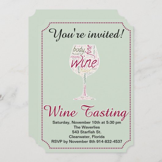 Invitation à la dégustation de vin à customiser (Devant / Derrière)